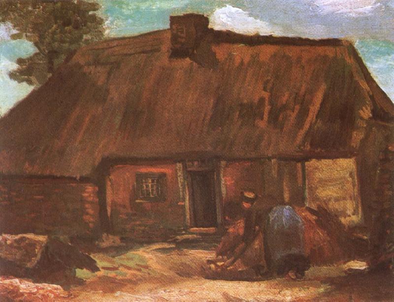 Vincent Van Gogh Cottage with Peasant Woman Digging (nn04) Germany oil painting art